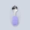 2PC - Home Creative 304 Stainless Steel Silicone Cartoon Short Handle Cat Body Spoon Fork - Cat Body Fork Spoon [Purple] view 2
