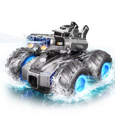 Amphibious Remote Control Car with Water Gun, Waterproof Monster Truck Toy 4WD All-Terrain RC Cars, Remote Control Boat Toys Gesture Sensing Rc Stunt Car, Birthday Gifts for Boys Age 8 9 10 11 12 Yrs