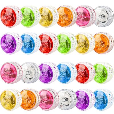 24 Pcs Colorful Light up Yo Yo Ball Bulk LED Responsive Ball Auto Return Bearing Balls Yoyo for Kids Beginner Birthday Classroom Bag Fillers Prizes Gifts, 8 Colors (Color Set 1)