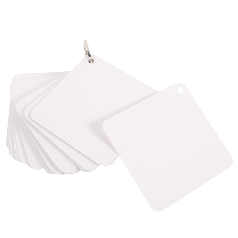 Artibetter Blank Index Cards with Rings 200 Sheets Single Hole Punched Flashcards for DIY Notetaking Study Supplies for Students and Classroom
