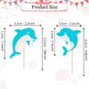 12 PCS Blue Glitter Dolphin Cupcake Toppers - Ocean Theme Cake Decorations for Dolphin Themed Birthday Parties & Baby Showers view 2