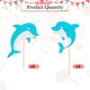 12 PCS Blue Glitter Dolphin Cupcake Toppers - Ocean Theme Cake Decorations for Dolphin Themed Birthday Parties & Baby Showers view 3