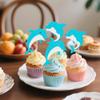 12 PCS Blue Glitter Dolphin Cupcake Toppers - Ocean Theme Cake Decorations for Dolphin Themed Birthday Parties & Baby Showers view 4