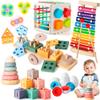 7in1 Montessori Baby Toys for 612Months & 1+ Years, Infant Sensory Teething & Stacking Blocks | Wooden Shape Sorter, Xylophone Musical Toy, Birthday Gift for Toddlers 13 view 1