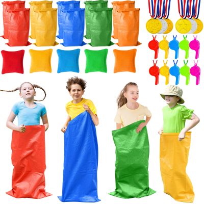 Potato Sack Race Bags Set with Whistles Medals,Jump Sacks, Bean Bags, Prizes,Whistles for Kids Adults Outdoor Carnival Games, Birthday Party, Field Day Activities (31 Pics Game Set)