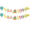 2 Pack Back to School Classroom Garland Banner  School Theme Hanging Decorations with Globe, Pencil, Books, Crayons, and School Bus Cutouts for First Day of School, Teacher Welcome, Bulletin Board view 1