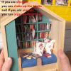 3D Tiny House Library  Elegant Miniature Booknook Kit, Wooden House Kit | Realistic Creative Craft Scene, Tiny World in Wood, Home Decoration for Living Room, Bedroom Display Shelf view 2