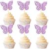 12 Pieces Butterfly Cake Topper, Purple Double Tier Butterfly Cake Decoration for Baby Birthday Party, Bridal Wedding Party view 1
