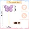 12 Pieces Butterfly Cake Topper, Purple Double Tier Butterfly Cake Decoration for Baby Birthday Party, Bridal Wedding Party view 2