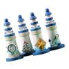 OUNONA 4PCS Mini Wooden Lighthouse Decor Mediterranean Style Table Centerpiece Nautical Lighthouse Crafts for Beach Home Decoration view 1