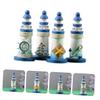 OUNONA 4PCS Mini Wooden Lighthouse Decor Mediterranean Style Table Centerpiece Nautical Lighthouse Crafts for Beach Home Decoration view 3