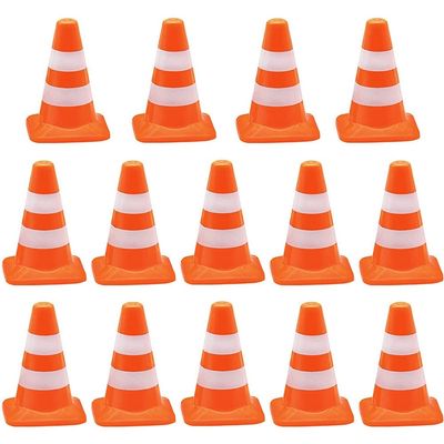 Bloepum 14 Pieces Mini Simulation Safety Cone Triangle Cone Road Parking Signs Roadblock, Small Signs