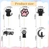 12 Pcs Cat Cupcake Topper, Black Glitter Cat Meow Cupcake Decoration for Cats Lover Kitten Theme Shower view 3