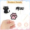 12 Pcs Cat Cupcake Topper, Black Glitter Cat Meow Cupcake Decoration for Cats Lover Kitten Theme Shower view 4