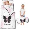 Personalized Toddler Nap Mat for Girls Custom Name Butterfly Sleeping Bag with Pillow & Blanket Soft & Portable for Daycare, Preschool & Kindergarten view 1