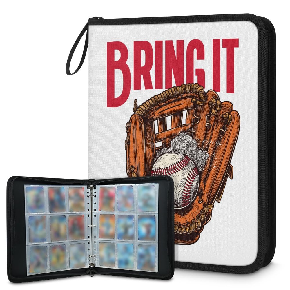 Kuquteed Baseball Gloves Trading Card Binder 9 Pocket 900 Cards Holder Collector Album with 50 Removable Sleeves Toys Gifts for Boys Girls Sports Sports Game Cards