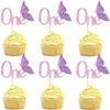 10 PCS Purple Butterfly Cupcake Topper, Purple 1st Birthday Cupcake Decoration for Kids 1st Birthday, Baby Shower Party Decorations Supplies view 1