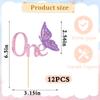 10 PCS Purple Butterfly Cupcake Topper, Purple 1st Birthday Cupcake Decoration for Kids 1st Birthday, Baby Shower Party Decorations Supplies view 3