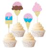 12 Pcs Ice Cream Cupcake Topper Glitter Cupcake Decoration Summer Dessert Ice Cream Theme Party, Birthday Wedding Party Popsicle Baby Shower Decorations Supplies view 1