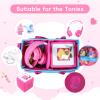 Ottkids Carrying Case Compatible with Toniebox 2/1, Portable Organizer Case for Tonie Figures Characters, Headphones & Accessories, Storage Travel Case with Shoulder Strap and Handle(Rose) view 3