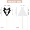 12-Piece Glitter Wedding Cupcake Topper Set - Bride & Groom Suit/Dress Decorations for Wedding Cakes, Anniversary Parties, Valentine's Day & Qixi Festival view 2