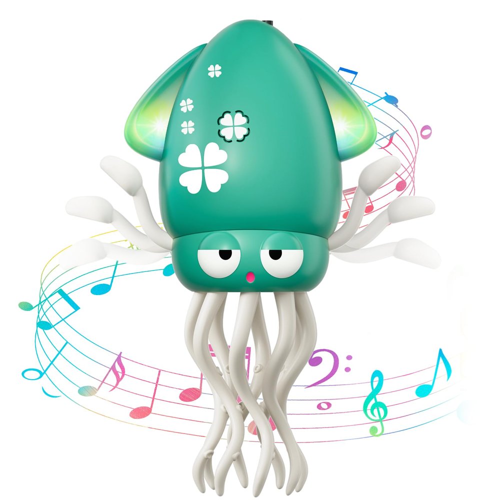 Dancing Squid Baby Toy, Tummy Time Toys, Rechargeable Crawling Octopus Toys with Music and Light for 3-6 6-12 12-18 36 Months 1 Year Old Learning Walking Toddle Boy Girl 1st Birthday Valentines Gifts