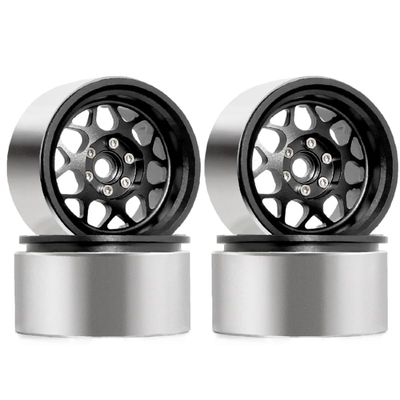 2.2 Beadlock Wheels Aluminum,12mm/HEX For 1/10 RC Crawler cars Upgrade Parts Axial Ghost VS4-10 RR10 SCX10 II III 90046 TRX4 TRX6 YETI D90 CC01 T099/4PCS (Black)