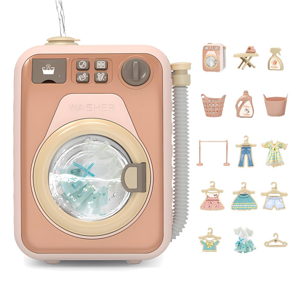 Haugboag Toy Washing Machine,Water-Filled Washer and Dryer Playset for Kids