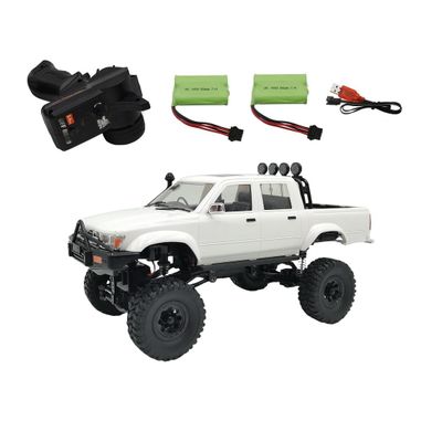 ConsoleXpress WPL C64-1 1/16 Scale RC Pickup Truck, 4WD Off-Road Crawler with Full-Proportional Control, Forward & Reverse Drive, Braking, 2 Batteries, 2.4GHz Remote, White RC Car for Adults & Teens