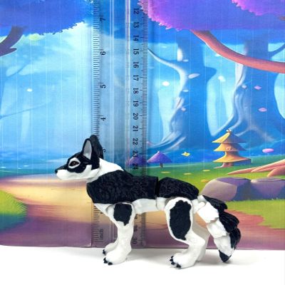 1pc 3D Printed Wolf, White and Black Fidget Wolf, Full Body Articulated Animal Toy, Fidget ADHD Autism Toy WC3002-BLK-1x (Medium - 3.5 Inches)