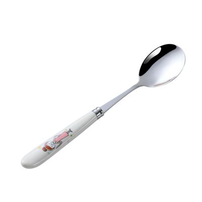 4PC - Home Simple Creative Cute Non-slip High Temperature Resistant Delicate Stainless Steel Spoon - A Family of Four Round Spoons [Mom]