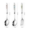 4PC - Home Simple Creative Cute Non-slip High Temperature Resistant Delicate Stainless Steel Spoon - A Family of Four Round Spoons [Mom] view 4