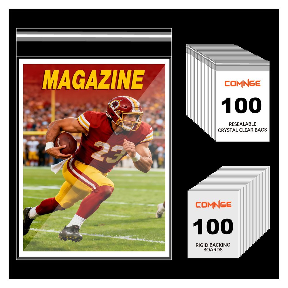 100 Pack Magazine Bags and Boards - Acid-Free & Archival Quality, Resealable 8 " x 11 " Magazine Sleeves and 24pt Backing Boards for Standard Sized Magazine, Magazines Protection