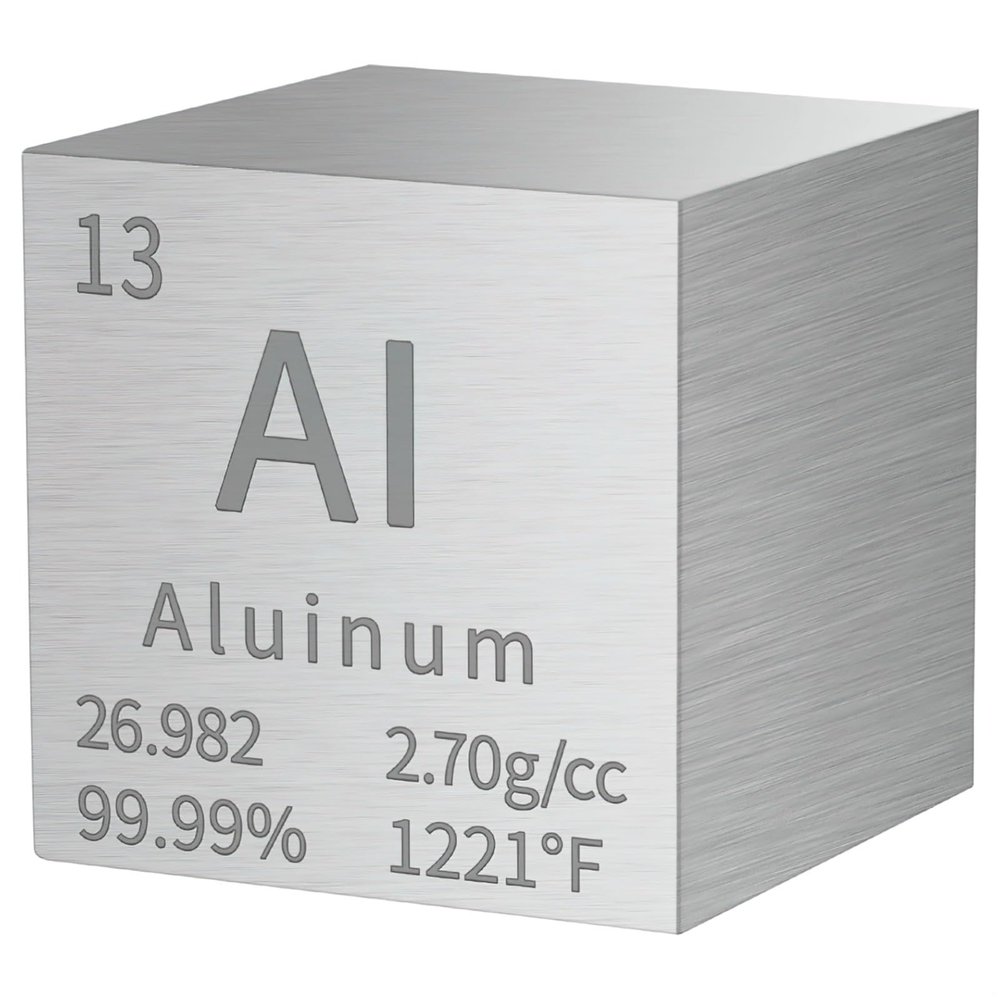 Bosreroy 10Mm High-Purity Aluminum Cube, Laser-Engraved with Element Symbols, Perfect for Collectors and Learning