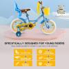 RULLY 14 Inch Girls Bike with Training Wheels, Blue Kids Bicycle with Basket & Doll Seat for 3 4 5 Years Old Toddlers, Children's Bicycle for Beginners view 2