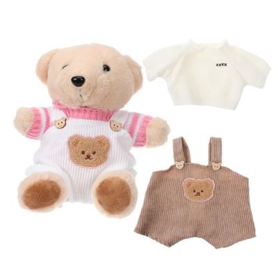 BESPORTBLE 2Sets Plush Animal Clothes for Bear Adorable Sweater Suspender Pants Outfit Easy to Dress Stuffed Animal Accessories for Playdates and Display