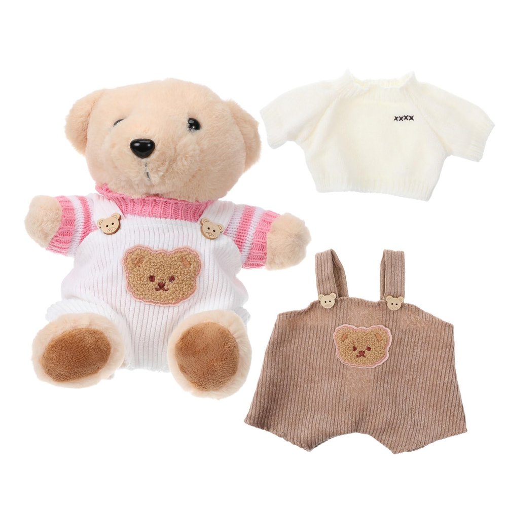 BESPORTBLE 2Sets Plush Animal Clothes for Bear Adorable Sweater Suspender Pants Outfit Easy to Dress Stuffed Animal Accessories for Playdates and Display