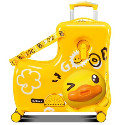 AO WEI LA OW Kids' Lightweight Ride on Luggage with Spinner Wheels & Foldabe Design (Yellow Good, 24"+ Aged 3-12 Toddler)