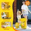 AO WEI LA OW Kids' Lightweight Ride on Luggage with Spinner Wheels & Foldabe Design (Yellow Good, 24"+ Aged 3-12 Toddler) view 4
