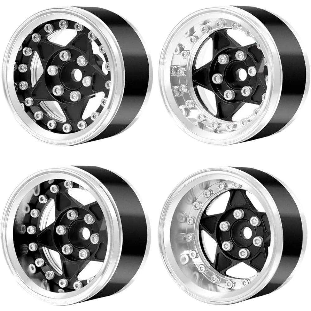 Adjustable Offset RC Car Wheels AMK Beadlock 1.9 Compatible with TRtage 1/10 TRX6 SEN7 8 Inoler Car Black