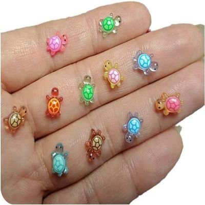 100 Pcs Colorful Mini Resin Animals Turtles Night Glow, Mini Animals Figures, Miniature Things Figurines to Hide, Tiny Turtles for DIY Fairy Garden Decoration Dollhouse Micro Landscaping, Decorations