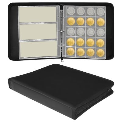 Bosreroy Fireproof Coin Storage Album, Holds 360 & 36 Banknotes, Transparent Pvc Pages With Dual Protection For Coin Collectors