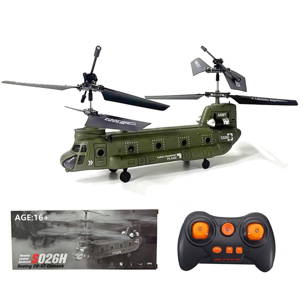S026H Remote Control Helicopter, 2.4GHz 3CH Military Aircraft Model with Gyro Stabilization, Realistic Plane Gift for Hobbyists & Beginners (RTF/Army Green)