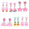 Mikovivi 6 Pairs Colorful Clip on Drop Earrings Set, Resin No Pierced Design Kids Child Dangle Earrings Cute Butterfly Ear Clips for Children Toddler Party Daily Wearing Princess Jewelry view 1
