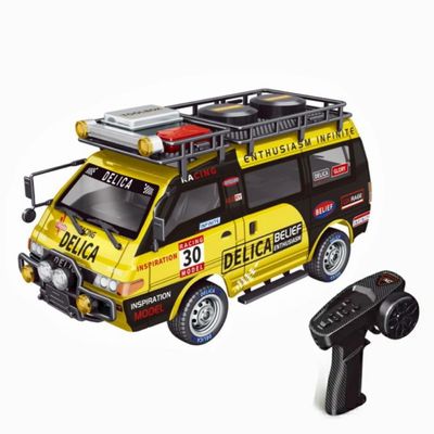 1:24 Scale Delica Remote Control Car, 2.4GHz Full Proportional Brushed 4WD Touring Car, Mini Remote Control Vehicle, Gift for Adults (Pearl Yellow)
