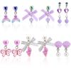 Mikovivi 6 Pairs Colorful Clip on Drop Earrings Set, Resin No Pierced Design Kids Child Dangle Earrings Cute Butterfly Ear Clips for Children Toddler Party Daily Wearing Princess Jewelry view 1