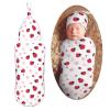 Muishi Red Ladybugs and Flowers Newborn Swaddle Blankets Hat Sets Soft Baby Receiving Blanket Swaddle Sack for Baby Shower Infant Boy Girl Gift view 1