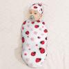 Muishi Red Ladybugs and Flowers Newborn Swaddle Blankets Hat Sets Soft Baby Receiving Blanket Swaddle Sack for Baby Shower Infant Boy Girl Gift view 3