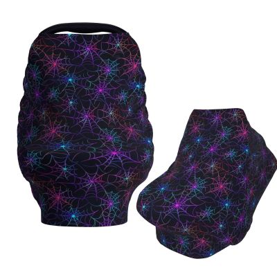 Muishi Neon Spider Webs Baby Car Seat Covers Carseat Canopy Soft Infant Stroller Cover Nursing Breastfeeding Covers for Girls Boys Newborn
