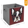 2PCS Collapsible Storage Bins with Dual Handles Fabric Storage Basket Foldable Cubes Organizer Baskets Cartoon Boston Terrier Face Storage Boxes for Organizing Clothing Cube Storage Organizer Bins view 2